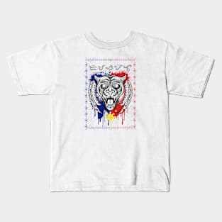 Tribal line Art Tiger / Baybayin word Dimasupil (Cannot be Suppressed) Kids T-Shirt